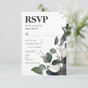 Cartons Réponse Mariage Eucalyptus moderne