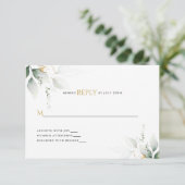 Cartons Réponse Mariage Eucalyptus & Or (Debout devant)