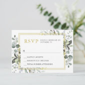 Cartons Réponse Mariage Eucalyptus simple et élégant (Debout devant)