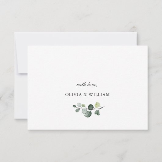 Cartons Réponse Mariage Eucalyptus simple et élégant (Dos)