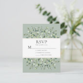 Cartons Réponse Mariage Eucalyptus Vert Sage (Debout devant)