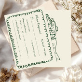 Cartons Réponse mariage fantaisiste dessiné à la main vert