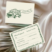 Cartons Réponse mariage fantaisiste dessiné à la main vert