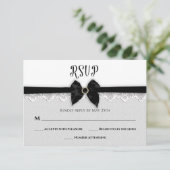 Cartons Réponse MARIAGE, Faux Black Bow/Ruban/Épingle de bijoux, É (Debout devant)