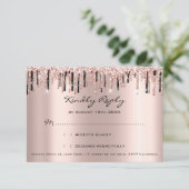Cartons Réponse Mariage Fête de mariage Rose Paillettes Gouttes RS (Debout devant)