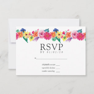 Cartons Réponse Mariage Fête Florale Aquarelle