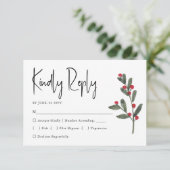 Cartons Réponse Mariage Feuillage Noël Hiver Aquarelle  (Debout devant)