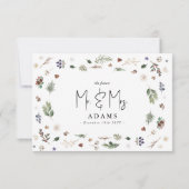 Cartons Réponse Mariage Feuillage Noël Hiver Aquarelle  (Dos)