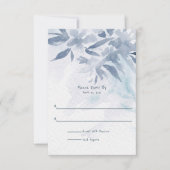Cartons Réponse Mariage Feuille Aquarelle bleu doux (Devant)