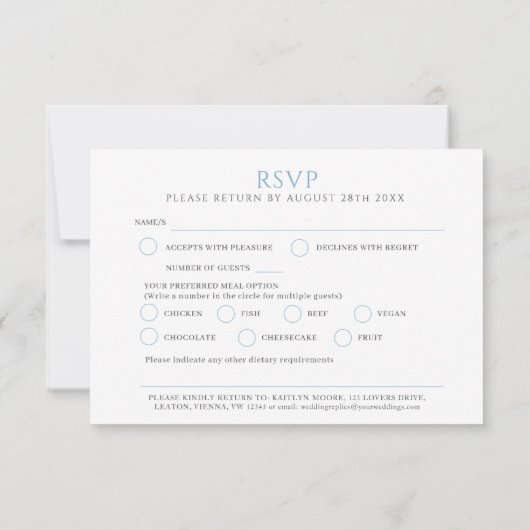 Cartons Réponse Mariage feuille art monogramme bleu mariage (Dos)