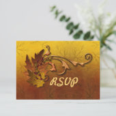 Cartons Réponse Mariage Feuille d'automne (Debout devant)