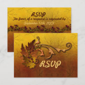 Cartons Réponse Mariage Feuille d'automne (Devant / Derrière)