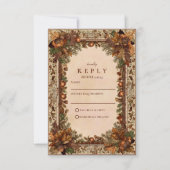 Cartons Réponse Mariage Feuille de Chêne d'Automne (Devant)