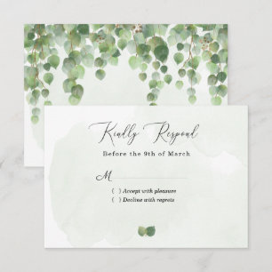 Cartons Réponse Mariage Feuille Eucalyptus Russe
