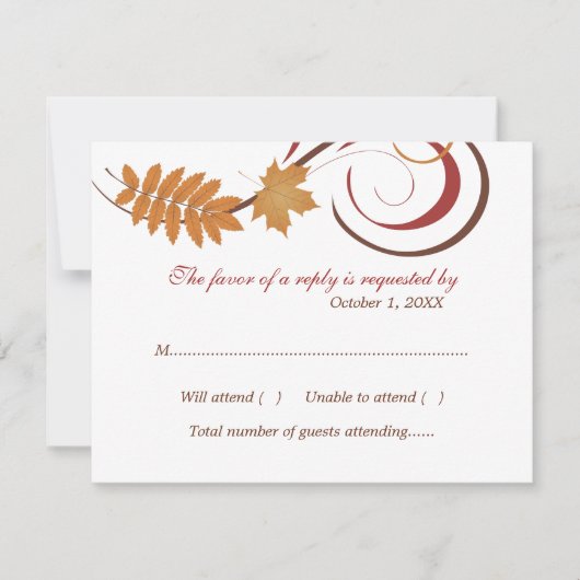 Cartons Réponse Mariage Feuille Russe en chute (Devant)