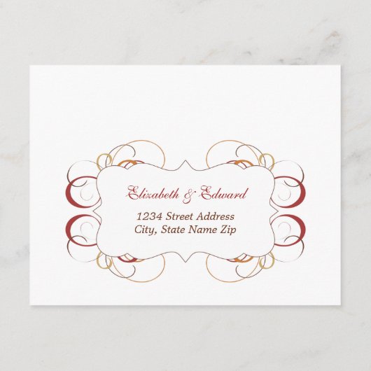 Cartons Réponse Mariage Feuille Russe en chute (Dos)