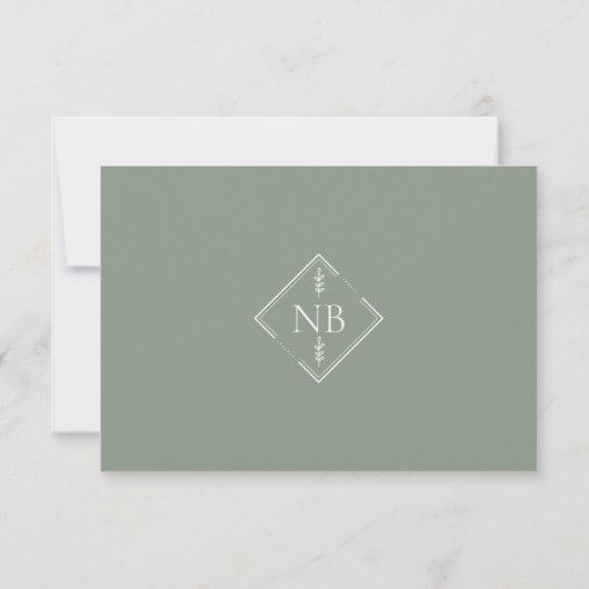 Cartons Réponse Mariage Feuille simple Eucalyptus verdure (Dos)
