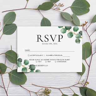 Cartons Réponse Mariage Feuille simple Eucalyptus verdure