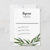 Cartons Réponse Mariage Feuille vert aquarelle (Devant)