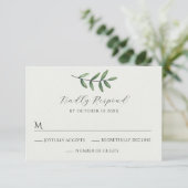 Cartons Réponse Mariage Feuille verte (Debout devant)