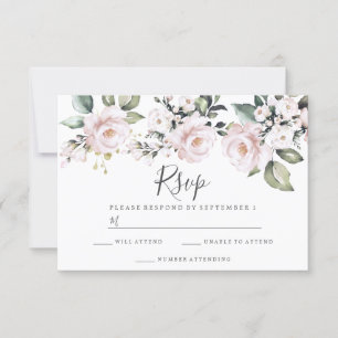 Cartons Réponse Mariage Fiançailles de fleurs rose pâle Rose