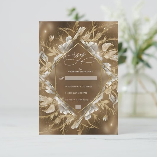 Cartons Réponse Mariage flamboyant à thème doré (Debout devant)