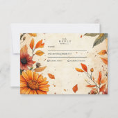 Cartons Réponse Mariage Fleur d'Automne Rustique (Devant)