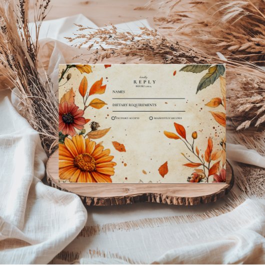 Cartons Réponse Mariage Fleur d'Automne Rustique