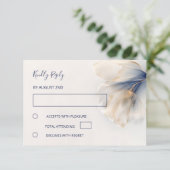 Cartons Réponse Mariage Fleur Fumée Bleu Or (Debout devant)