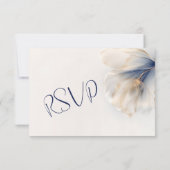 Cartons Réponse Mariage Fleur Fumée Bleu Or (Dos)