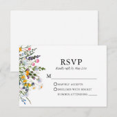 Cartons Réponse Mariage Fleur sauvage Aquarelle délicat (Devant / Derrière)
