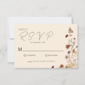 Cartons Réponse Mariage Fleur sauvage Boho (Devant)