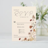 Cartons Réponse Mariage Fleur sauvage Boho (Debout devant)