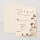 Cartons Réponse Mariage Fleur sauvage Boho (Devant / Derrière)