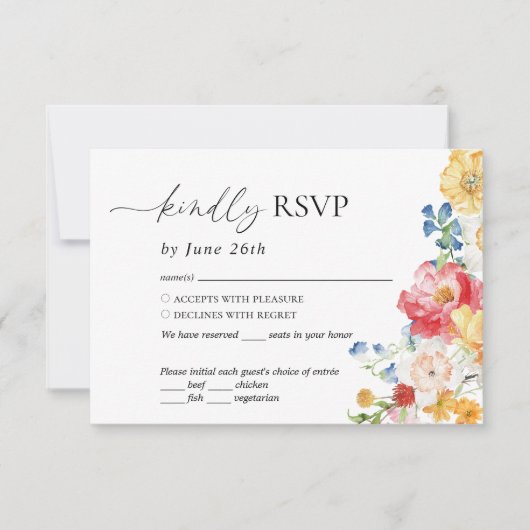 Cartons Réponse Mariage Fleur sauvage coloré (Devant)