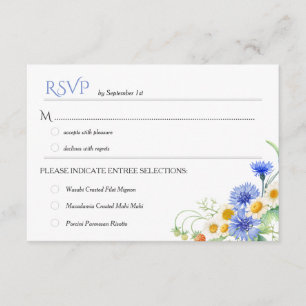 Cartons Réponse Mariage Fleur sauvage couleur bleu jaune Aquarelle