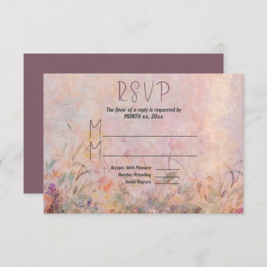 Cartons Réponse Mariage fleur sauvage d'aquarelle (Devant / Derrière)