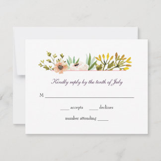 Cartons Réponse Mariage Fleur sauvage d'aquarelle moderne