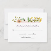 Cartons Réponse Mariage Fleur sauvage d'aquarelle moderne (Devant)