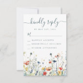 Cartons Réponse Mariage Fleur sauvage dynamique (Devant)