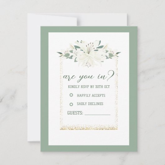 Cartons Réponse Mariage Fleur sauvage élégant Charm Green (Devant)