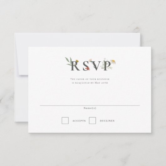 Cartons Réponse Mariage Fleur sauvage Leander (Devant)