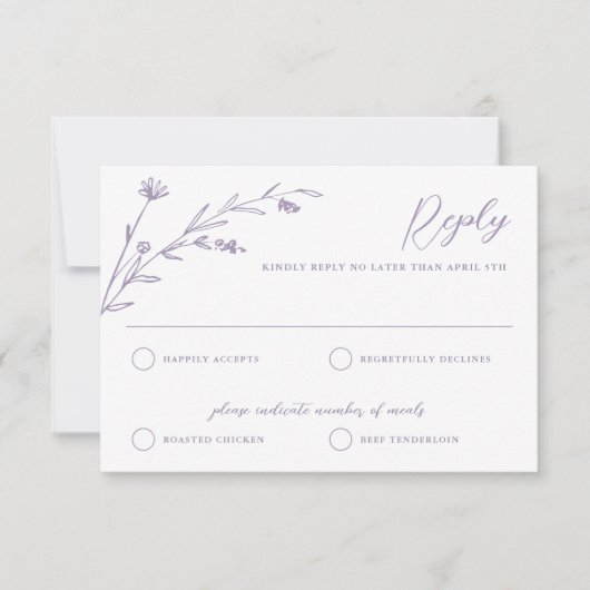 Cartons Réponse Mariage Fleur sauvage rustique élégant (Devant)