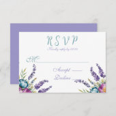 Cartons Réponse Mariage Fleur sauvage violet Turquoise (Devant / Derrière)
