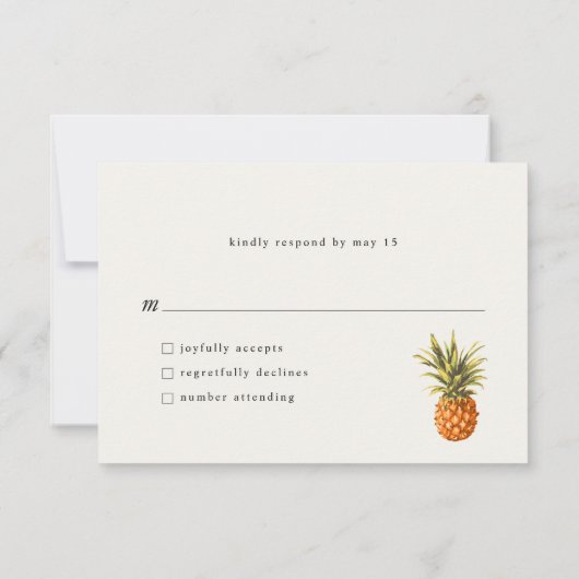 Cartons Réponse Mariage Fleur Tropicale et Code QR (Dos)