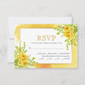 Cartons Réponse Mariage fleuri à fleurs d'aquarelle jaune (Devant)