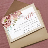 Cartons Réponse Mariage fleuri à l'aquarelle en terre cuite