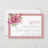 Cartons Réponse Mariage fleuri rose rose pâle (Devant)