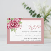 Cartons Réponse Mariage fleuri rose rose pâle (Debout devant)