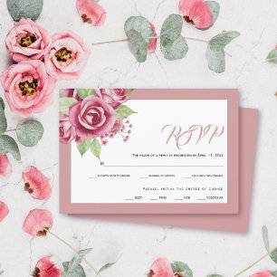 Cartons Réponse Mariage fleuri rose rose pâle